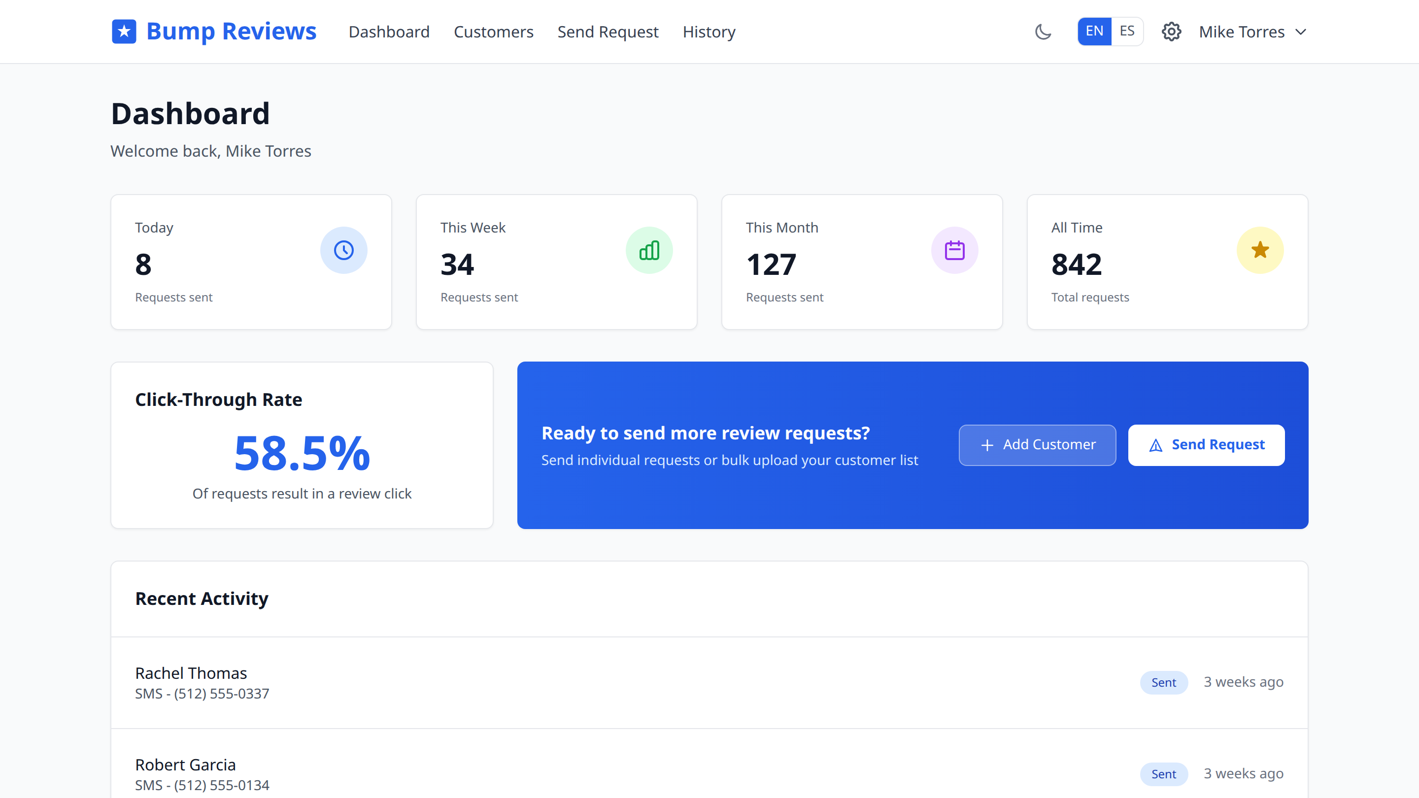 Bump Reviews Dashboard